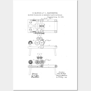 Machine for molding plastic materials Vintage Patent Hand Drawing Posters and Art